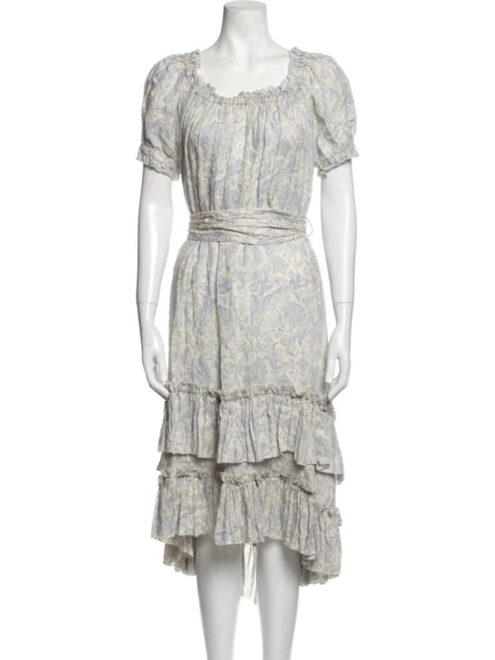 Zimmermann Blue White Floral Print Midi Length Dress L